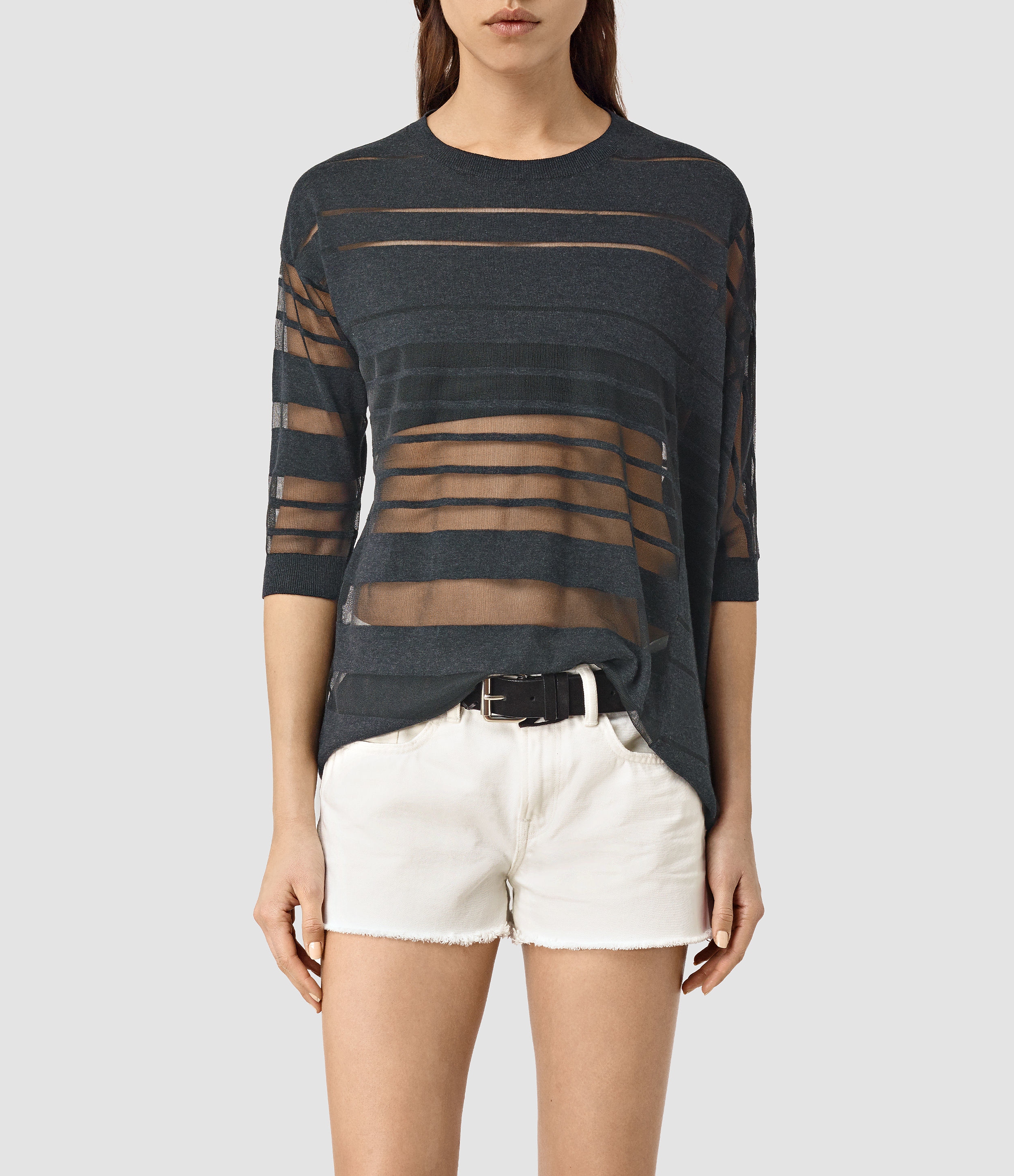 Lyst Allsaints Sheer Jumper in Black